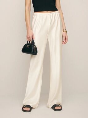 Reformation Cream Straight Leg Pants